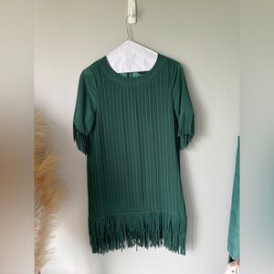 Elegant Green Fringe Mini Dress